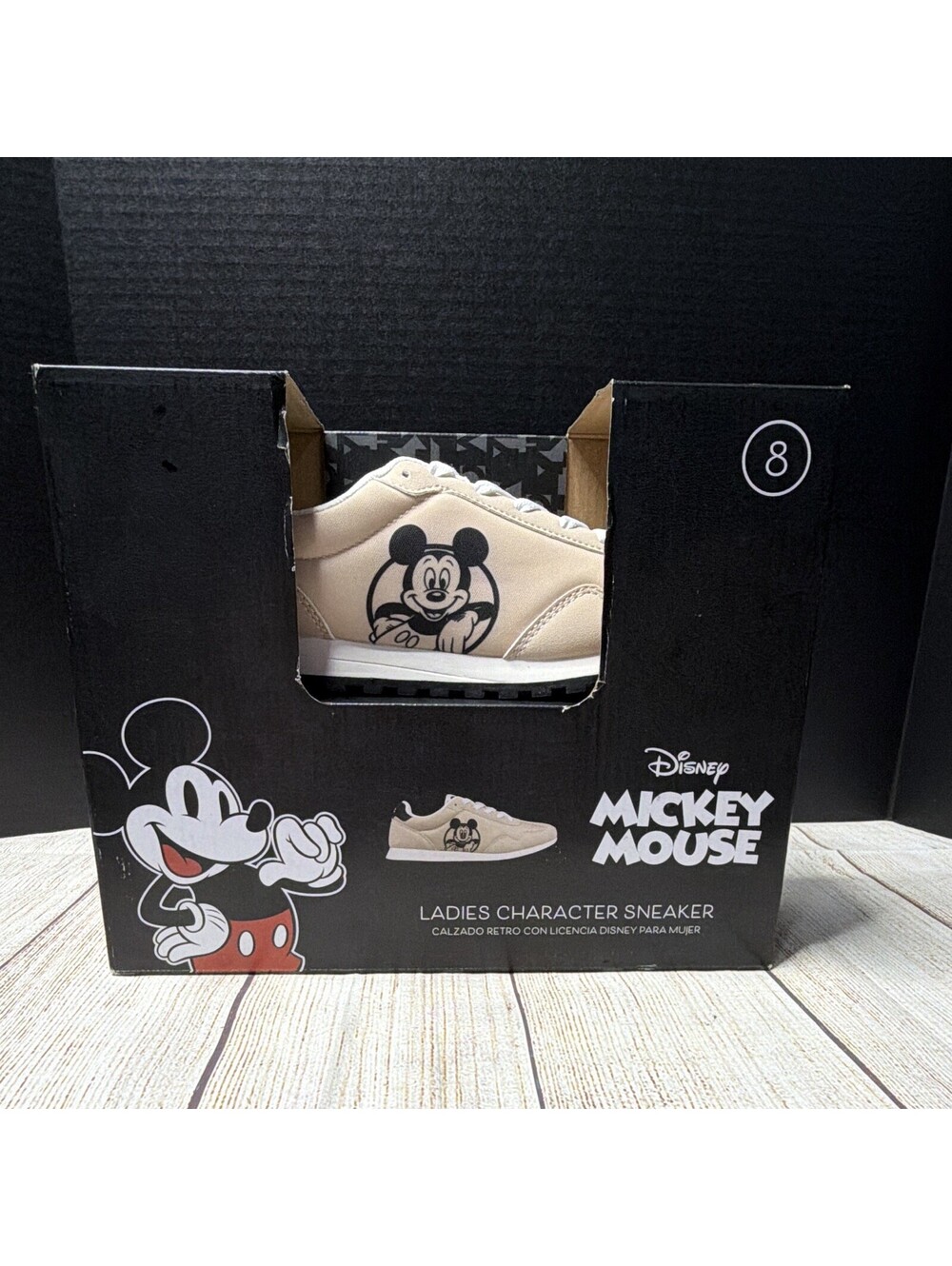 Mickey Mouse Women’s Beige Canvas Lace-Up Low Top Comfort Sneakers size 8
